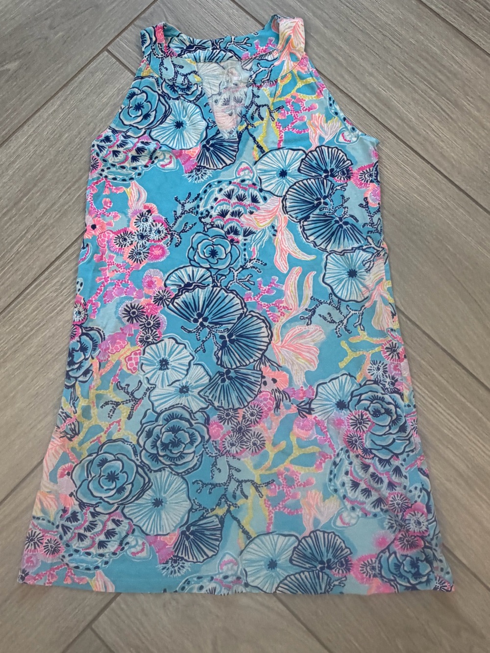Lilly Pulitzer Bali Blue Once Upon A Tide Cotton Sleeveless Ross Dress Sz Small